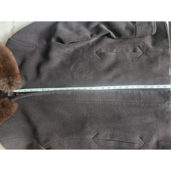VTG Forecaster Platinum SZ 10 Brown Lambs Wool Blend Fox Fur Trim Hooded Coat - Picture 7 of 14